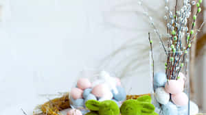 Bunnies za Easter za Kupendeza kwenye Mandhari ya Pastel