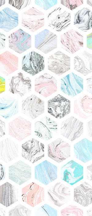 Caption: Elegant Pastel Marble Hexagonal Pattern on an iPad Screen — Sony Xperia Picha ya Ukuta