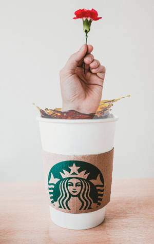 Hand Starbucks iPhone — Moto Pad 70 Pro Picha ya Ukuta