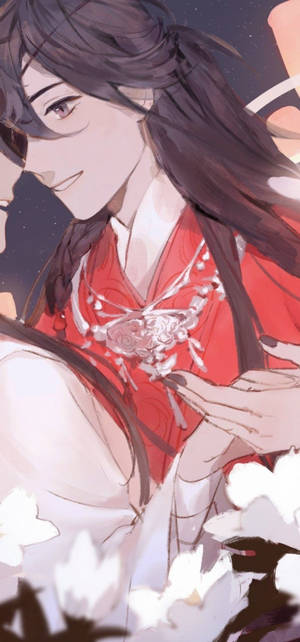 Hua Cheng pastel nyekundu wallpaper — iPhone 16 Pro Picha ya Ukuta