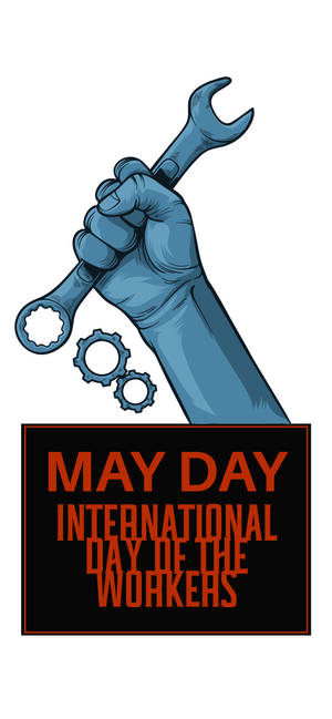 May Day blue fist emblem wallpaper — iPhone 17 Pro Max Picha ya Ukuta