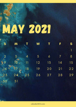 May 2021 calendar world map painting artwork in yellow font wallpaper. — Oppo Pad 5 Matte Display Picha ya Ukuta