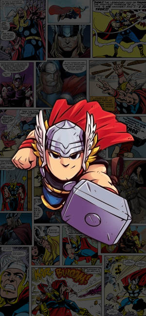 Picha ya ukuta ya Chibi Thor comics — iPhone Air Picha ya Ukuta