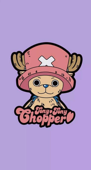 Chopper wa One Piece kwenye Simu kwenye Mandharinyuma ya Zambarau