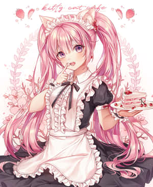 Picha za pink za mtindo wa anime — Pixel Fold Picha ya Ukuta