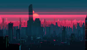 Mandhari ya Neon City — Mji wa neon Picha ya Ukuta