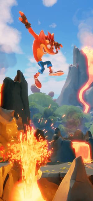 Crash Bandicoot lava wallpaper — iPhone 17 Pro Picha ya Ukuta