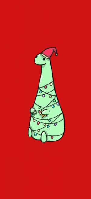 Cute dinosaur Christmas phone wallpaper — iPhone 16 Plus Picha ya Ukuta