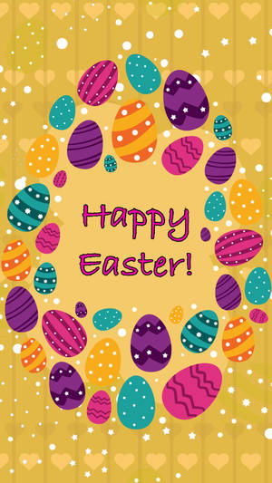 Cute Happy Easter Yellow Card — 9:16 Picha ya Ukuta