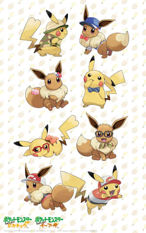 Cute Pikachu And Eevee — Lenovo Idea Tab Plus Picha ya Ukuta