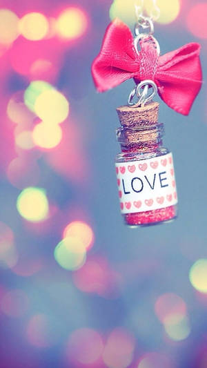 Cute Valentine's Day Love Bottle Keychain — 9:16 Picha ya Ukuta