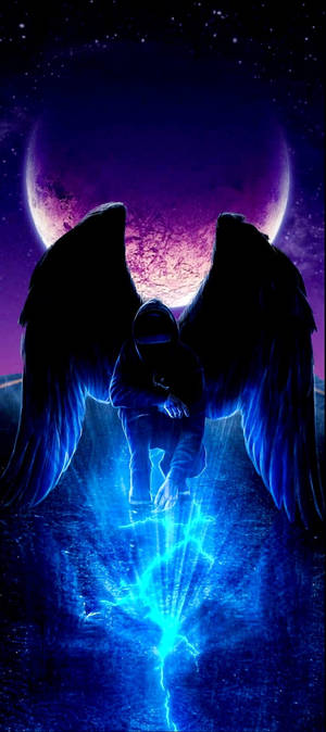 Dark angel cyan light wallpaper — 1080x2400 Picha ya Ukuta