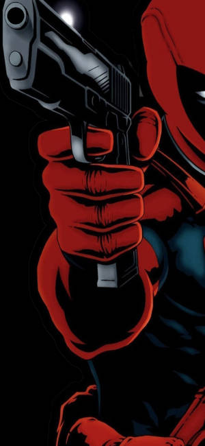Deadpool Kwenye Pistola Kuchomoa Punch Hole — Galaxy S22 Ultra Picha ya Ukuta