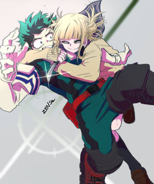 Toga hugging Deku fan art wallpaper. — Galaxy Z Fold 5 Picha ya Ukuta