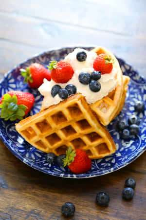 Delicious Belgian Waffle Piled High with Chocolate — Vivo Pad SE Picha ya Ukuta