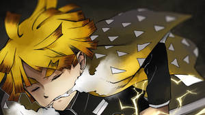 Demon Slayer Zenitsu Kupumua Aki — Zenitsu wa kimetsu no yaiba Picha ya Ukuta