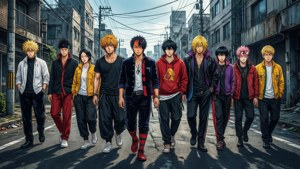 Kundi la Tokyo Revengers linaandamana pamoja.