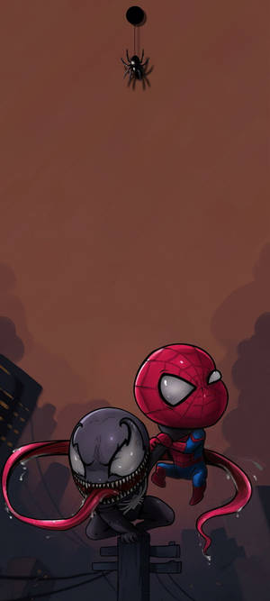 Dot Notch Venom Na Spider-Man — iPhone 17e Picha ya Ukuta