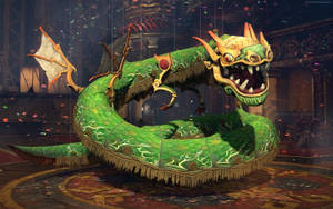 Dragon wa Jade Green wa Japani Inayomgomba Skrini ya PC — Ryuu wa PC Picha ya Ukuta