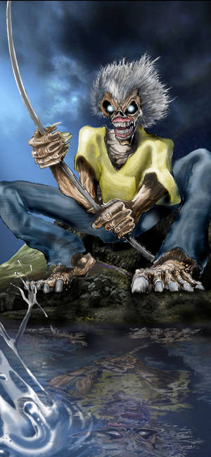 Iron Maiden Eddie na katana wallpaper. — iPhone 17 Picha ya Ukuta