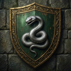 Koti la arimu la Slytherin la kawaida juu ya mwamba. — Slytherin Aesthetic Picha ya Ukuta