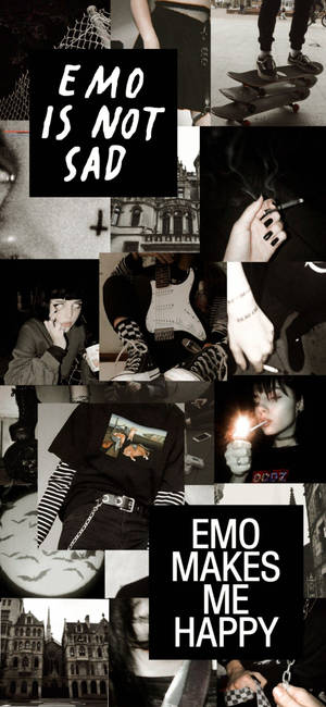 Wallpapa ya Emo Aesthetic Black Collage — iPhone 15 Pro Picha ya Ukuta
