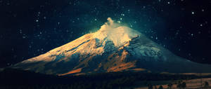 Huge Mountain In Starry Night wallpaper.