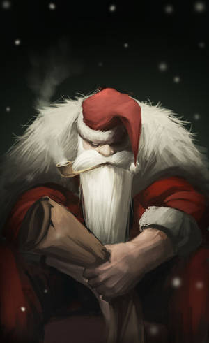 Evil Santa Pipe Smoking Wallpaper — Galaxy Tab S9 FE Picha ya Ukuta
