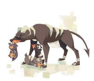 Familia ya Houndoom Wapendwa — Pokemon Picha ya Ukuta
