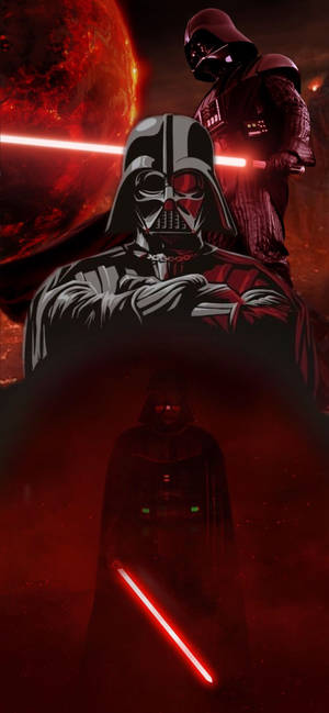 2D Star Wars Darth Vader mixed artwork wallpaper. — iPhone 14 Picha ya Ukuta