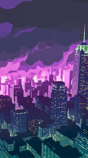 Filamu ya Promare 2019 Anime Building — Mji wa anime Picha ya Ukuta