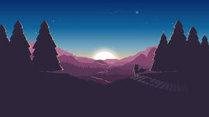Fox sunset vector art wallpaper — Subuhi Picha ya Ukuta