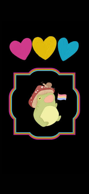 Mchoro wa Kipepeo wa Frog Wenye Bendera ya LGBT — Oppo A6x Picha ya Ukuta