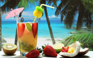 Fruity Mix Tropical Drink wallpaper — Kontrasti ya Juu Picha ya Ukuta