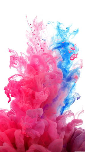 Wallpaper ya kuvuta sigara ya pink na bluu ya kufungua skrini ya kifaa.