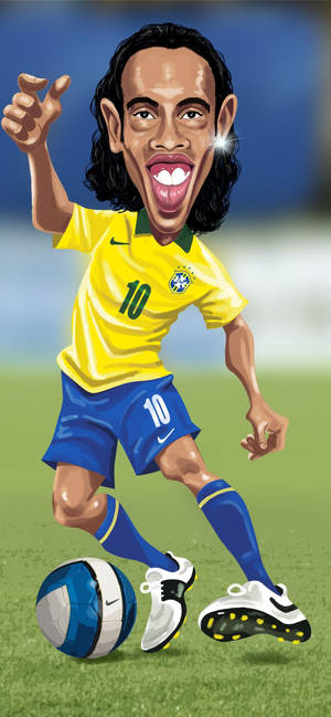 Funny Ronaldinho Caricature wallpaper — iPhone 17 Pro Max Picha ya Ukuta