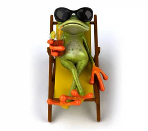 Furaha wa Frog wa Kawaii Katika Safari wallpaper