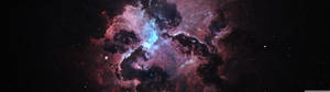 Galaxy na purple na blue flares wallpaper. — 5120x1440 Picha ya Ukuta