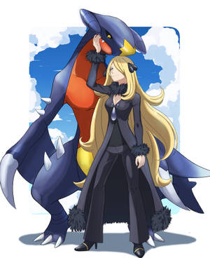 Garchomp Na Cynthia Fanart wallpaper — Galaxy Z Fold 5 Picha ya Ukuta