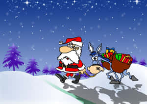 Gathering ya Krismasi ya Kicheko na Santa na Wafuasi Wake — Krismasi ya kuchekesha Picha ya Ukuta