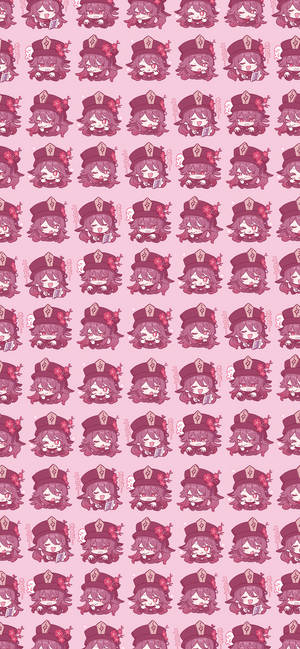 Wallpaper ya Genshin Impact Hu Tao pink pattern — Genshin impact Picha ya Ukuta