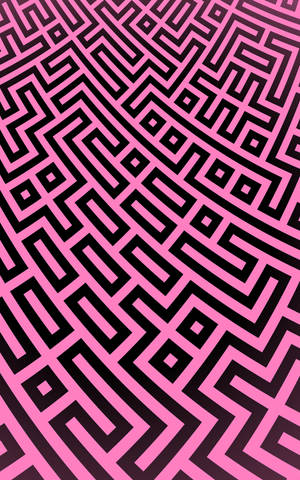 Geometric pattern made of black lines on bright pink surface. Patterned abstract computer design. — Galaxy Tab S9 Ultra Picha ya Ukuta