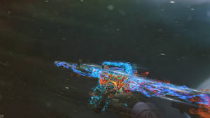 CSGO wallpaper with fantastic artwork design and glowing effect on a riffle gun.