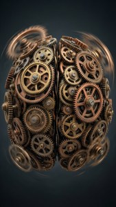 Ubongo wa steampunk uliofanywa na gia zinazoweka — iPhone 5 Picha ya Ukuta