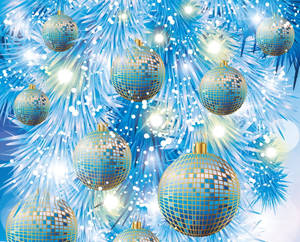 Glossy blue mirror Christmas balls wallpaper — 5:4 Picha ya Ukuta