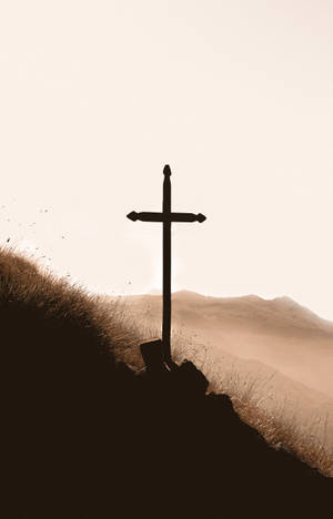 Aesthetic brown Cross on top of a mountain wallpaper — Galaxy Tab S10 Ultra Picha ya Ukuta