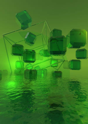 Green crystal 3D cubes wallpaper — Oppo Pad 5 Matte Display Picha ya Ukuta