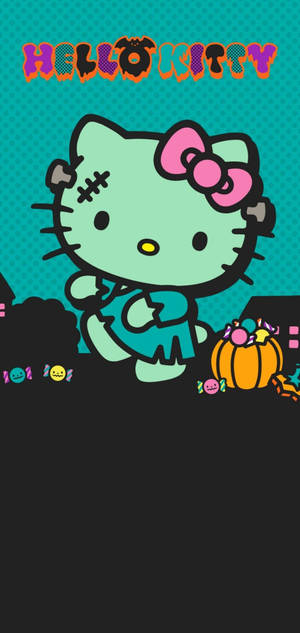 Green Hello Kitty Halloween Zombie wallpaper — iPhone 15 Picha ya Ukuta