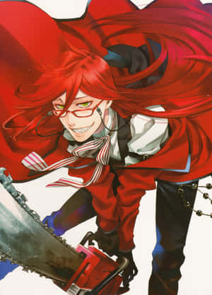 Grell Sutcliff kutoka Black Butler anapiga pozi na Death Scythe — Kindle Picha ya Ukuta