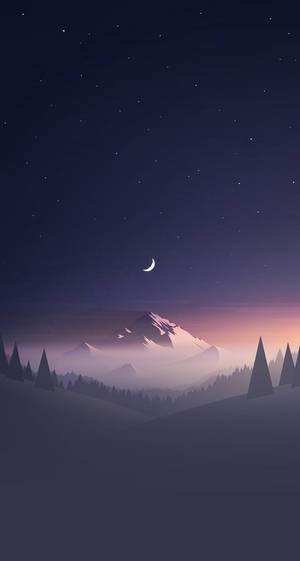 Half Moon Over Mountain iPhone SE — iPhone Se Picha ya Ukuta